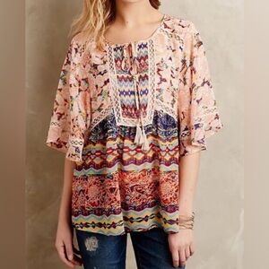Meadow Rue Batai Peasant Blouse Size Large